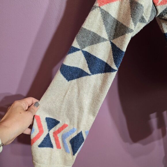 J.Jill Intarsia Aztec southwestern boho open front cardigan. - Picture 9 of 11